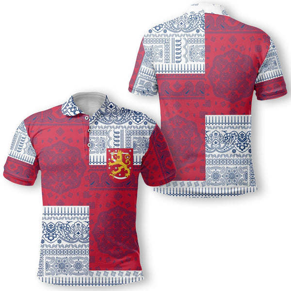 Finland Polo Shirt Flag And Paisley Basic Style 1