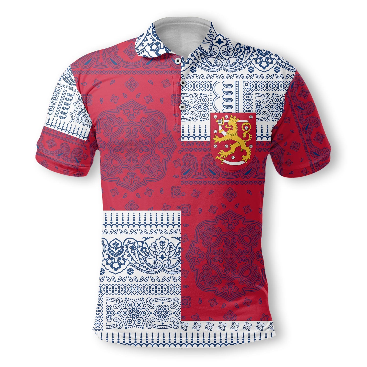 Finland Polo Shirt Flag And Paisley Basic Style 2