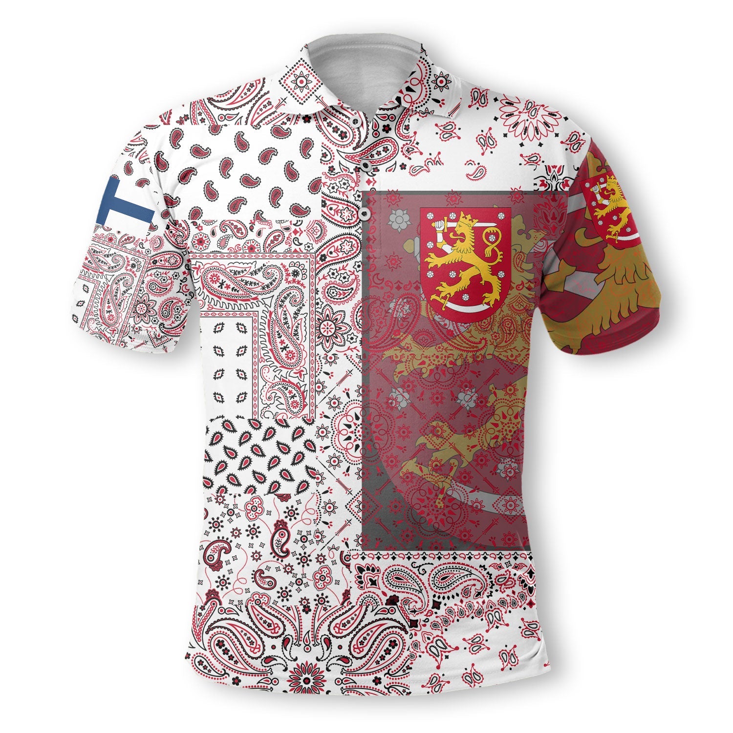 Finland Polo Shirt Paisley Flag And Skull Style 2