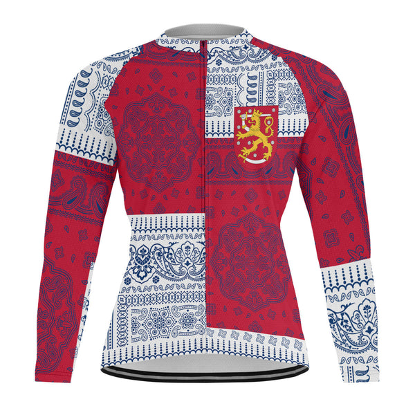 Finland Raglan Men Cycling Jersey Long Sleeve Flag And Paisley Basic Style 1