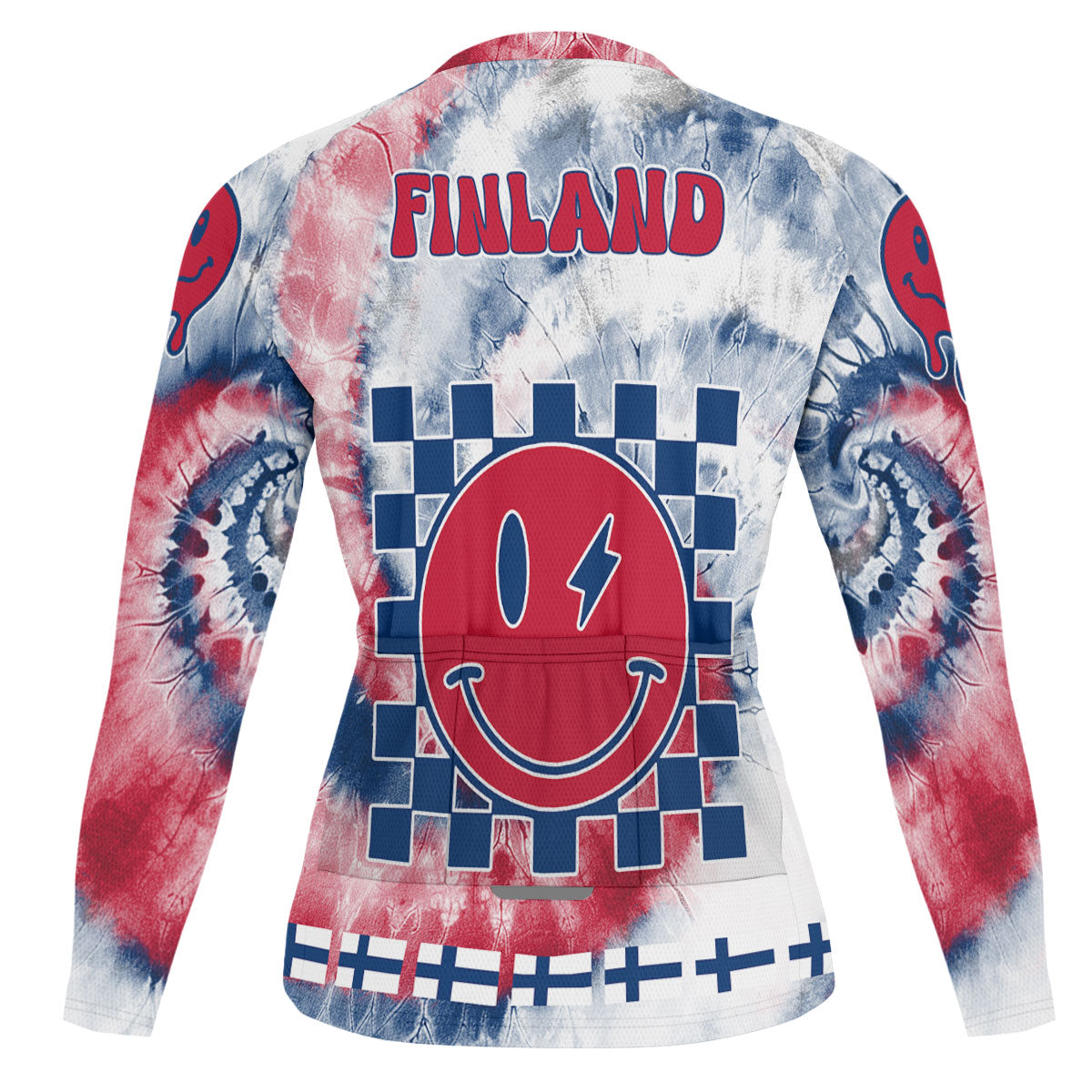 Finland Raglan Men Cycling Jersey Long Sleeve Custom Tie Dye Style 1