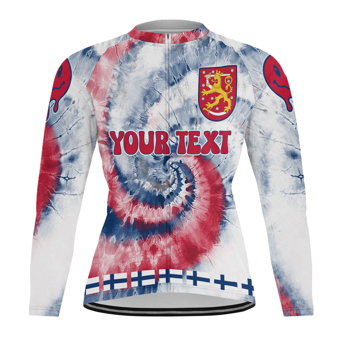 Finland Raglan Men Cycling Jersey Long Sleeve Custom Tie Dye Style 2