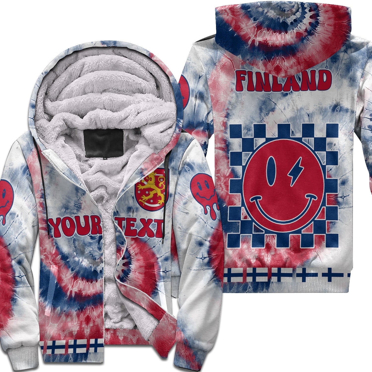 Finland Sherpa Hoodie Custom Tie Dye Style 1