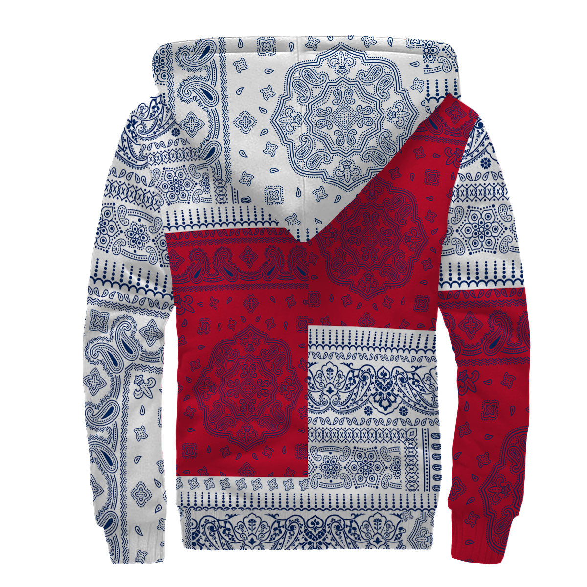 Finland Sherpa Hoodie Flag And Paisley Basic Style 2