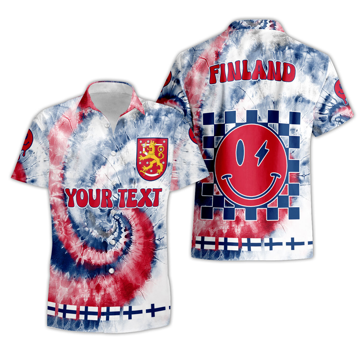 Finland Short Sleeve Shirt Custom Tie Dye Style 3