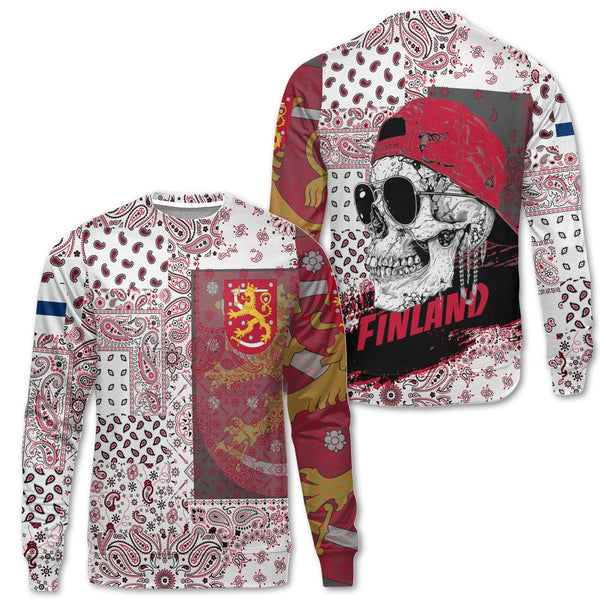 Finland Sweatshirt Paisley Flag And Skull Style 1