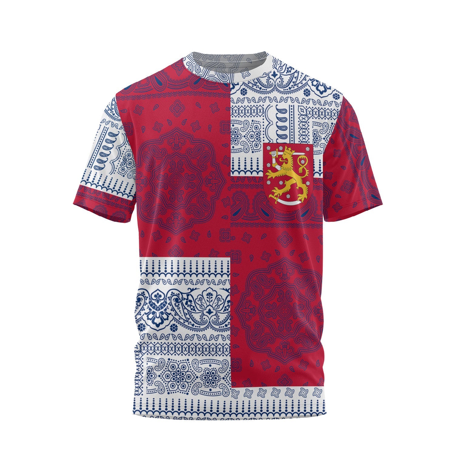 Finland T Shirt Flag And Paisley Basic Style 2