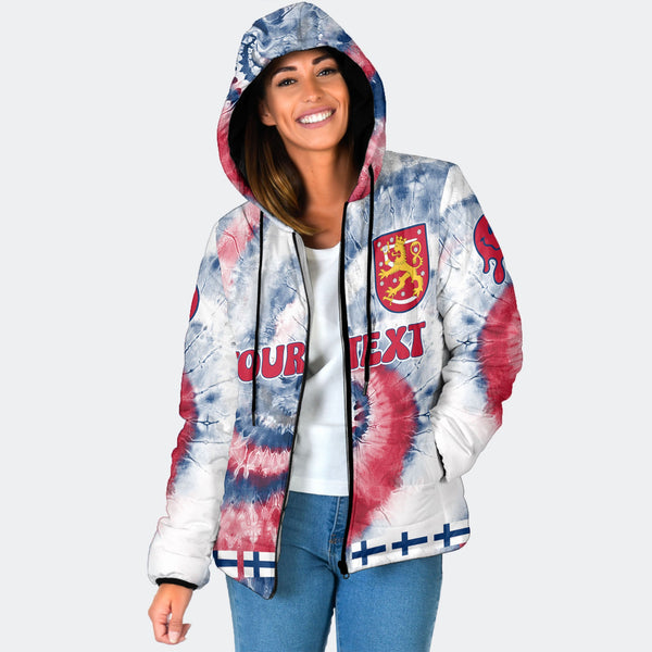 Finland Women Hooded Padded Jacket Custom Tie Dye Style 1