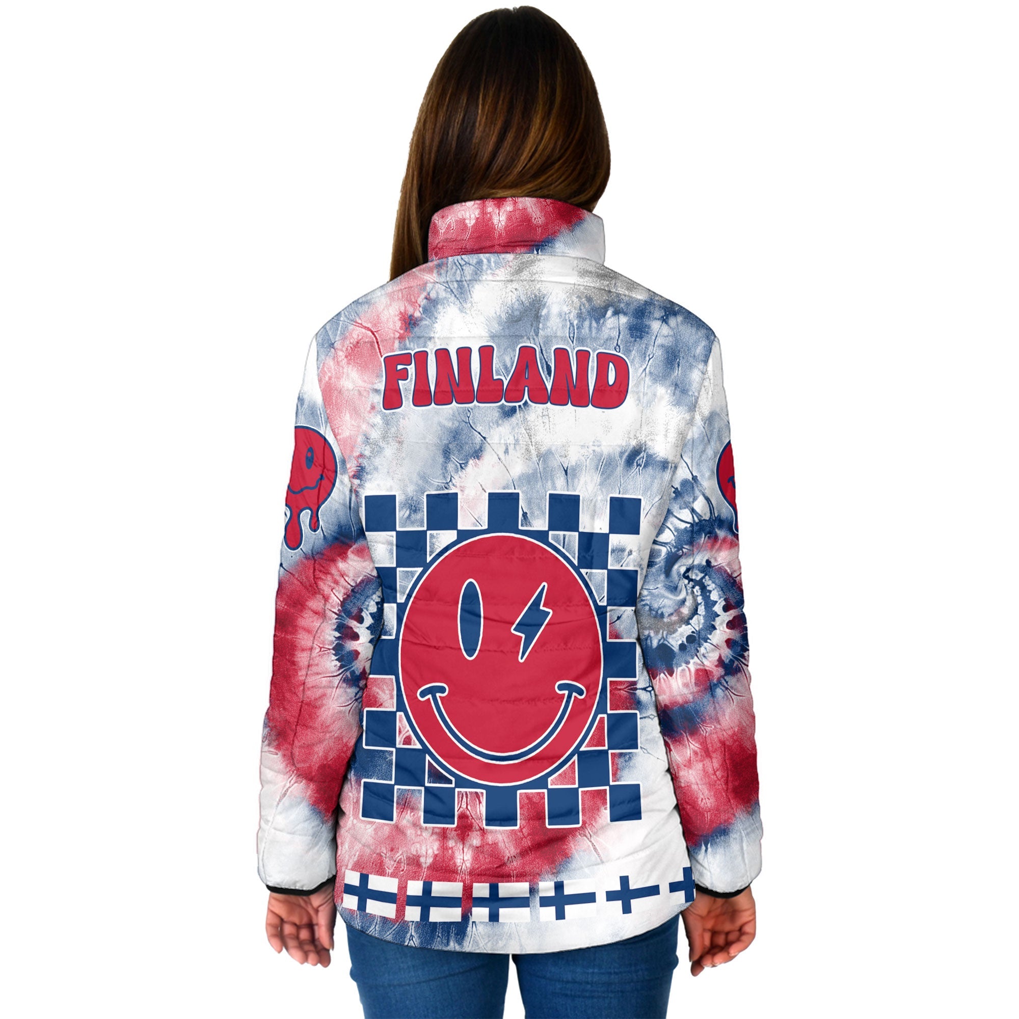 Finland Women Padded Jacket Custom Tie Dye Style 2