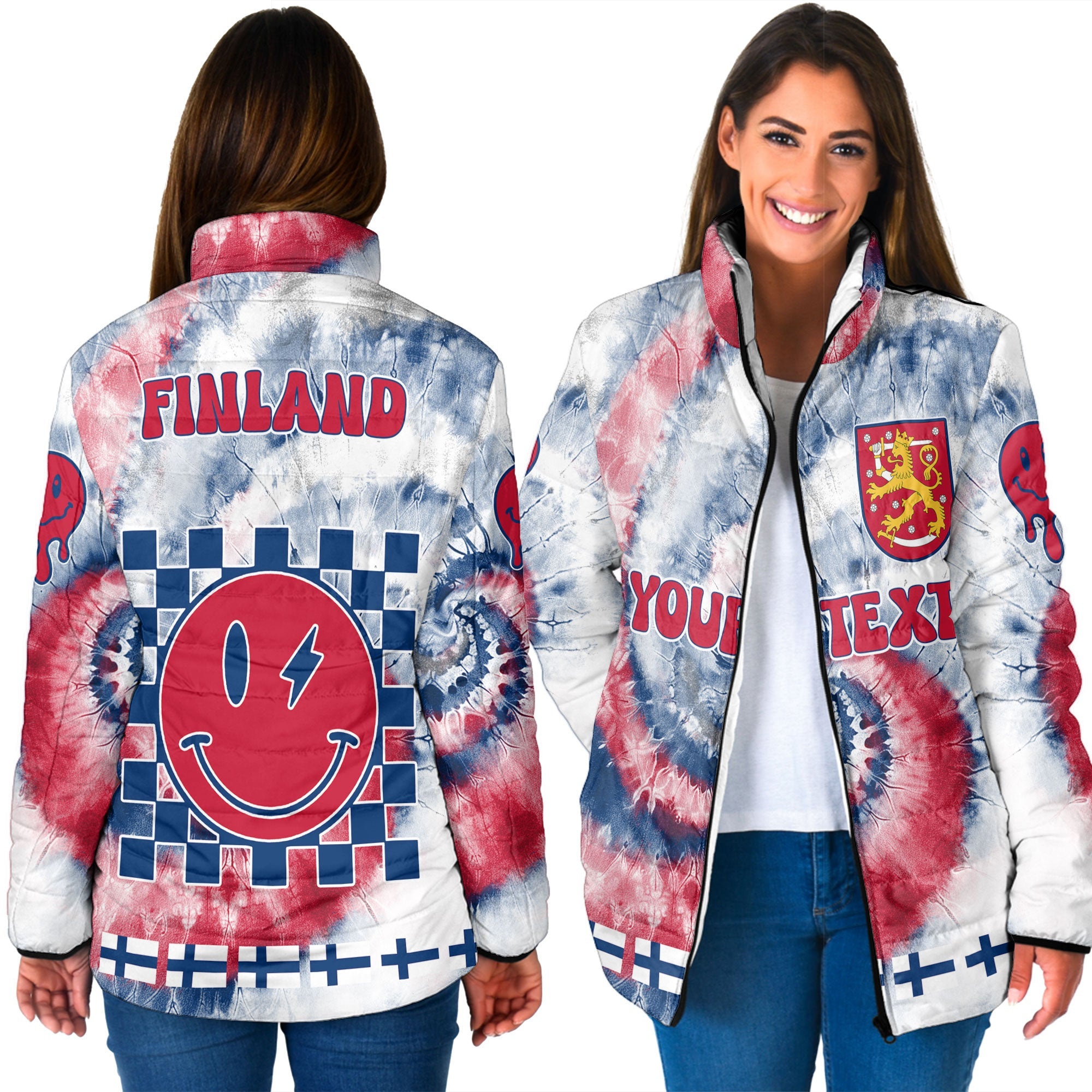 Finland Women Padded Jacket Custom Tie Dye Style 3