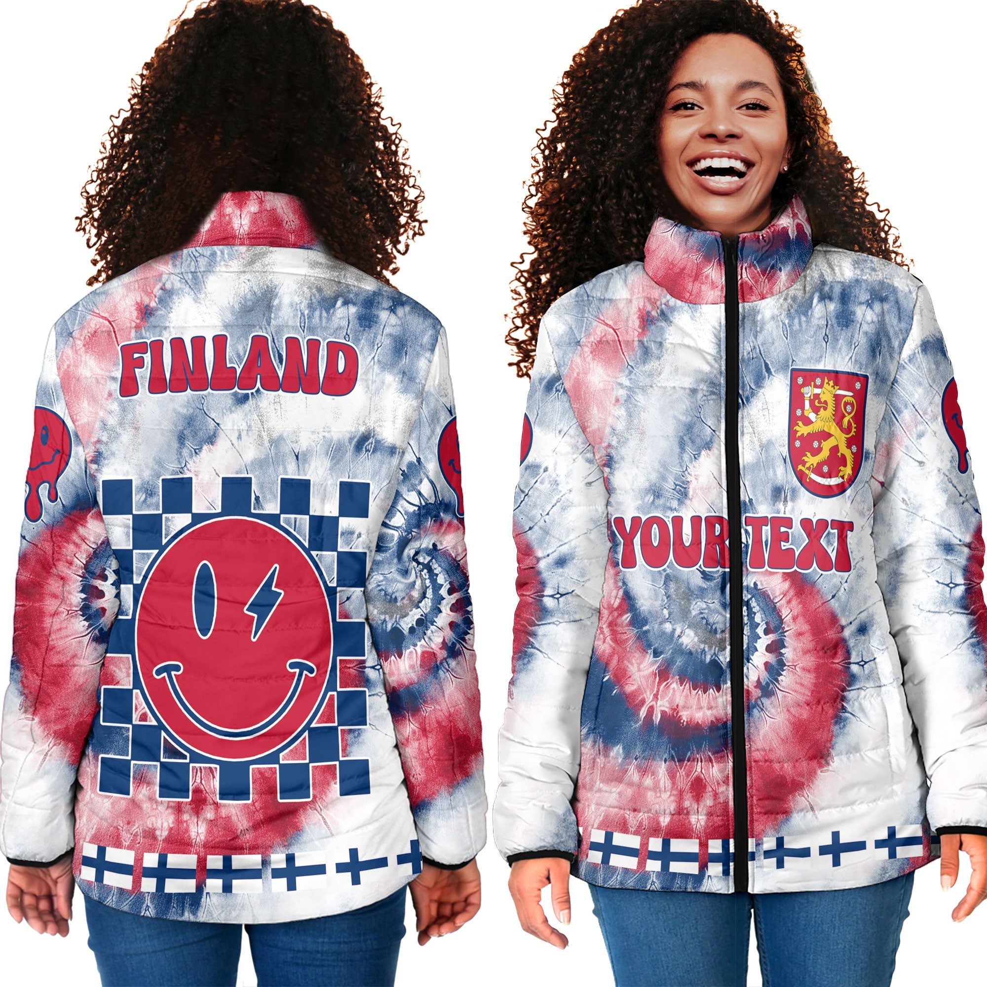 Finland Women Padded Jacket Custom Tie Dye Style 4