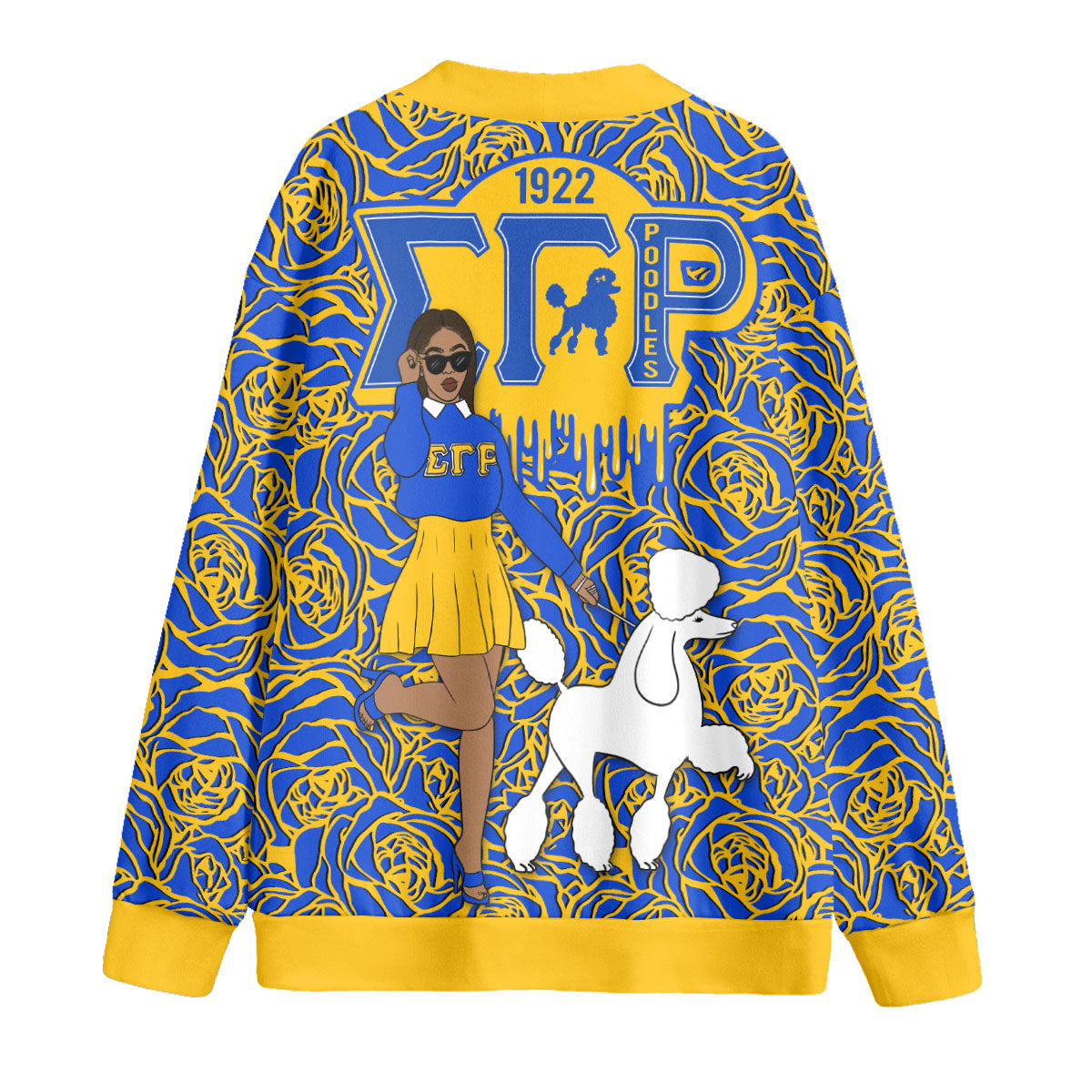 Sorority Cardigan - Sigma Gamma Rho Knitted Fleece Cardigan Rose Pattern