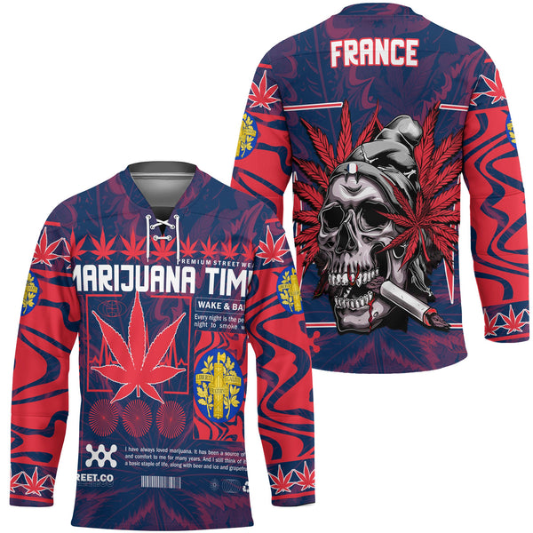 France Hockey Jersey Flag & Coat Of Arms Marijuanas Style