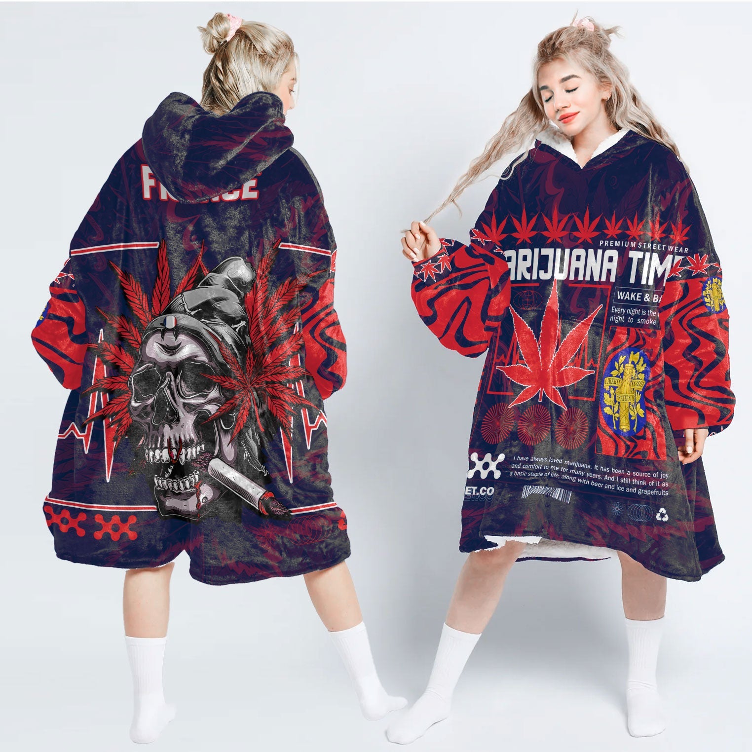 France Snug Hoodie Flag & Coat Of Arms Marijuanas Style