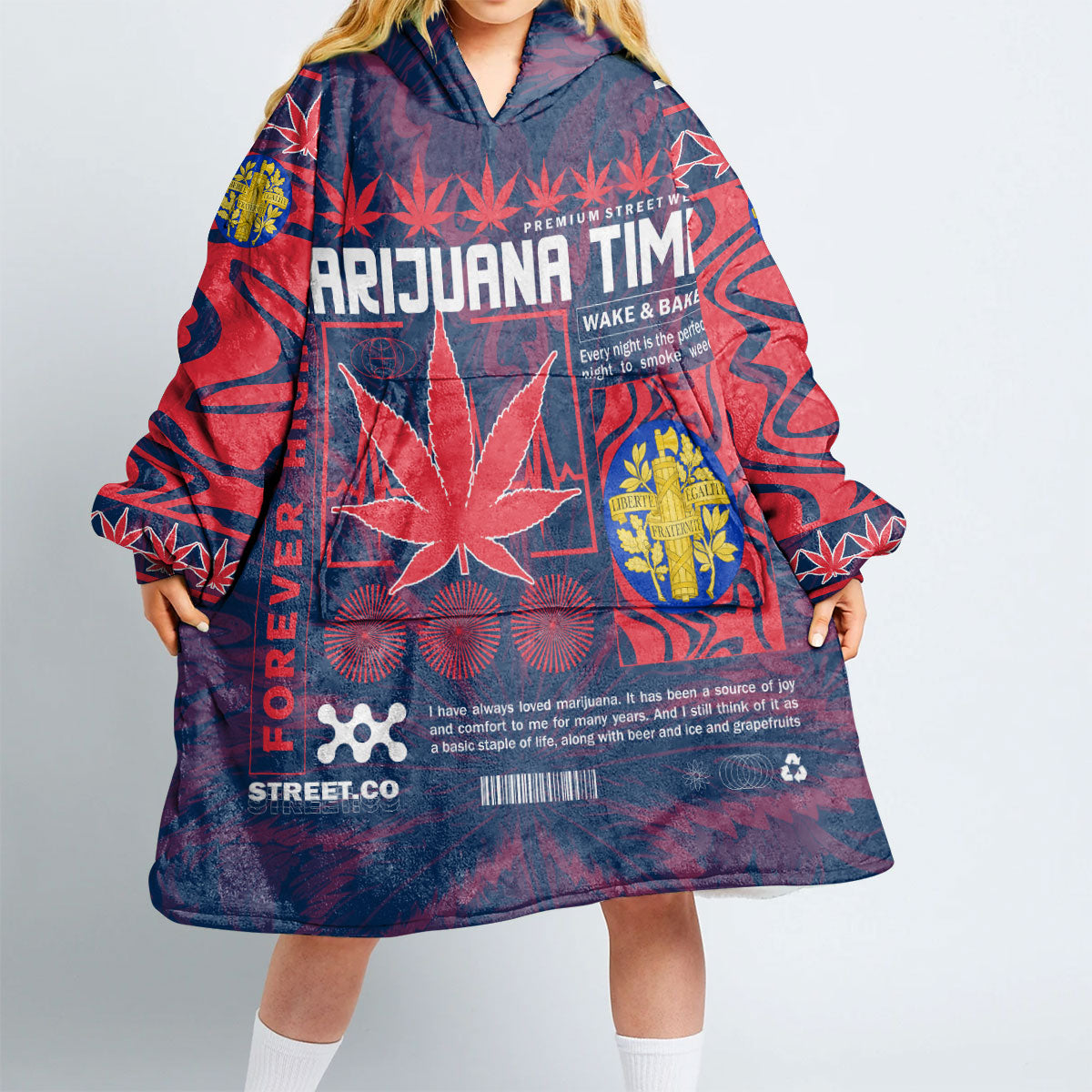 France Snug Hoodie Flag & Coat Of Arms Marijuanas Style