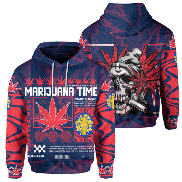 France Hoodie Flag & Coat Of Arms Marijuanas Style