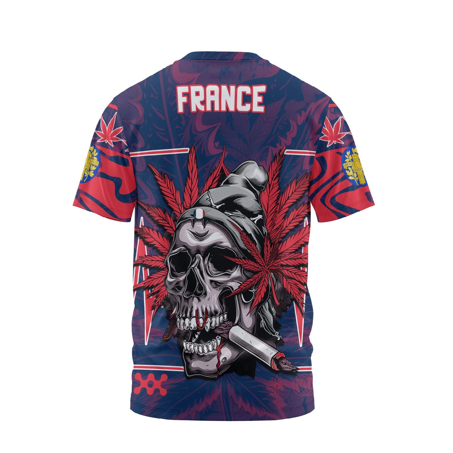 France T Shirt Flag & Coat Of Arms Marijuanas Style