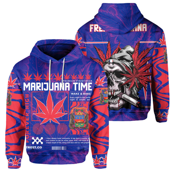 French Guiana Hoodie Flag & Coat Of Arms Marijuanas Style