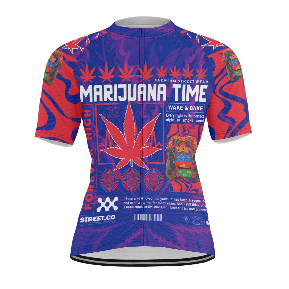 French Guiana Men's Cycling Jersey Flag & Coat Of Arms Marijuanas Style