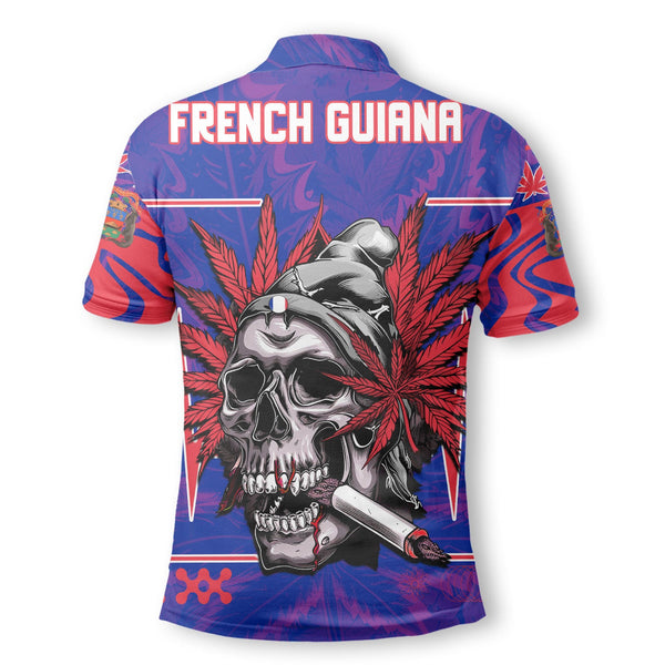 French Guiana Polo Shirt Flag & Coat Of Arms Marijuanas Style