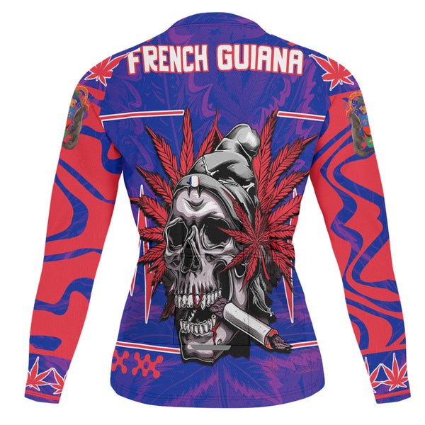 French Guiana Men's Cycling Jersey Long Sleeve Flag & Coat Of Arms Marijuanas Style