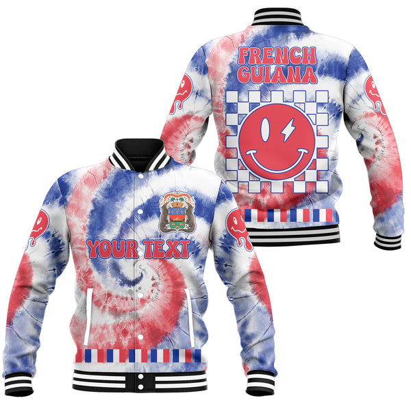 French Guiana Baseball Jacket Custom Tie Dye Style 1