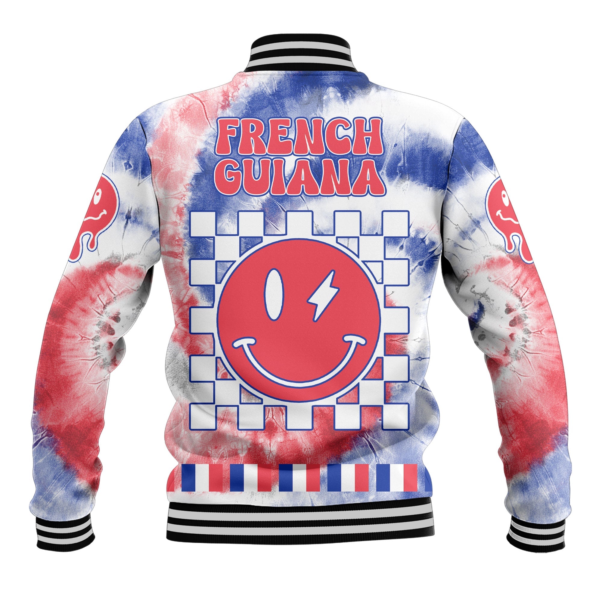 French Guiana Baseball Jacket Custom Tie Dye Style 2