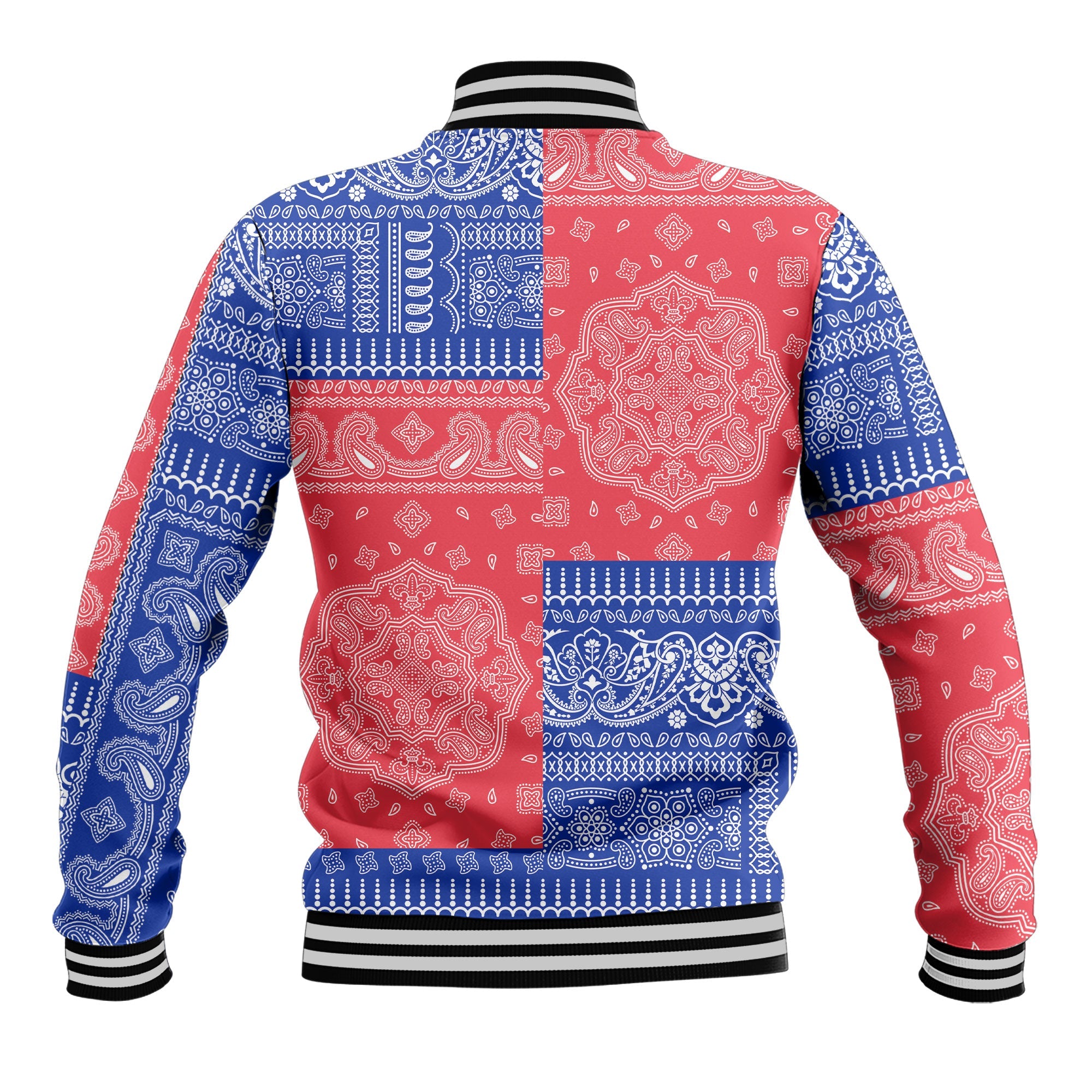 French Guiana Baseball Jacket Flag And Paisley Basic Style 2