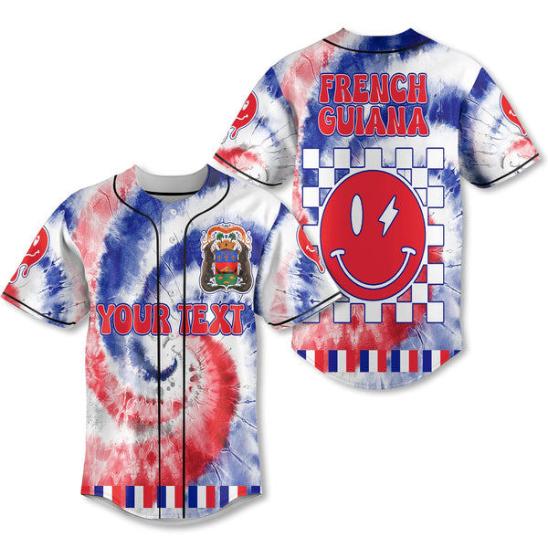 French Guiana Baseball Jersey Custom Tie Dye Style 1