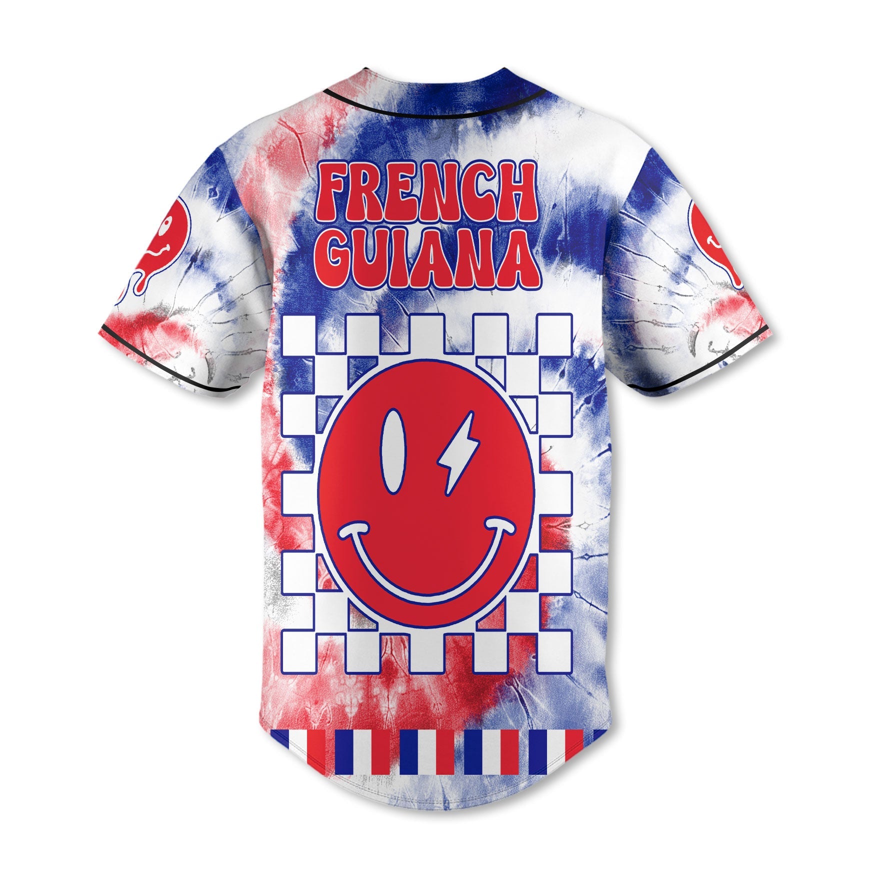 French Guiana Baseball Jersey Custom Tie Dye Style 4