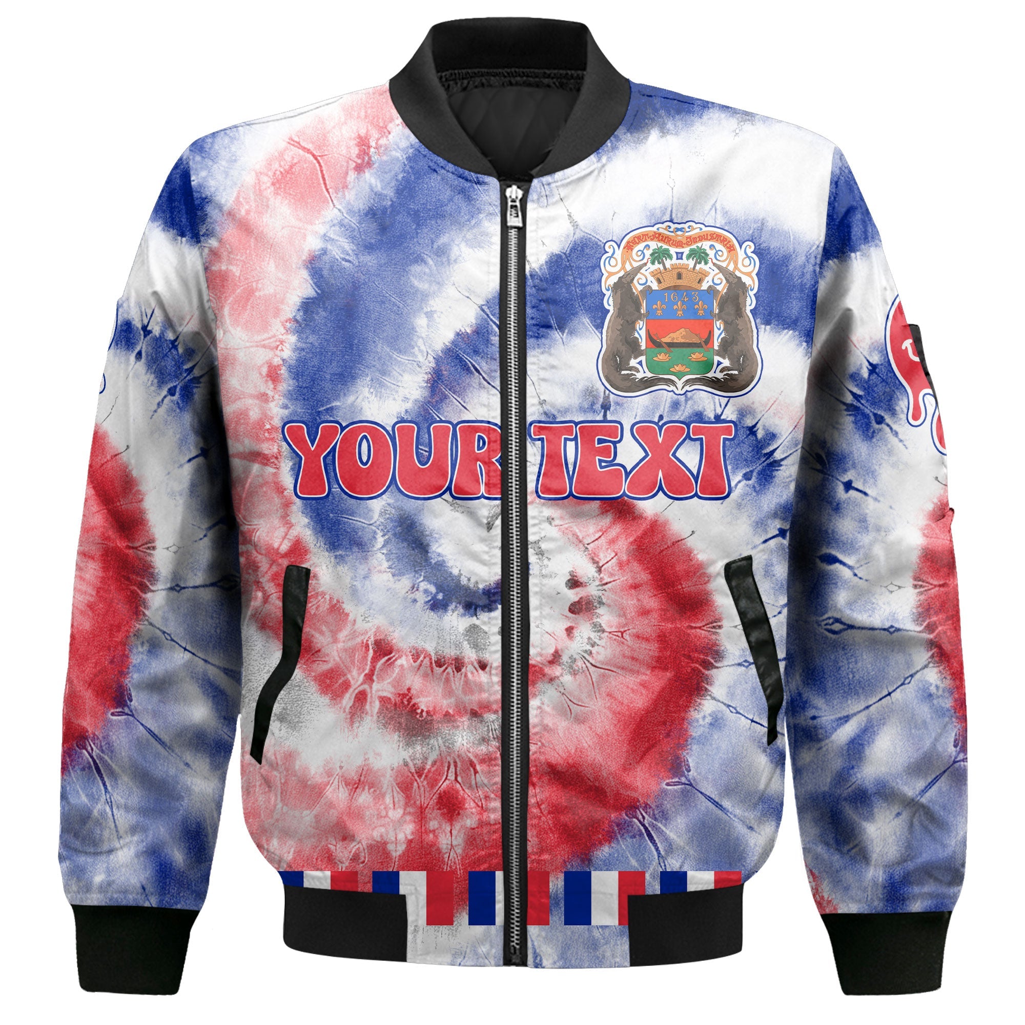 French Guiana Bomber Jacket Custom Tie Dye Style 2