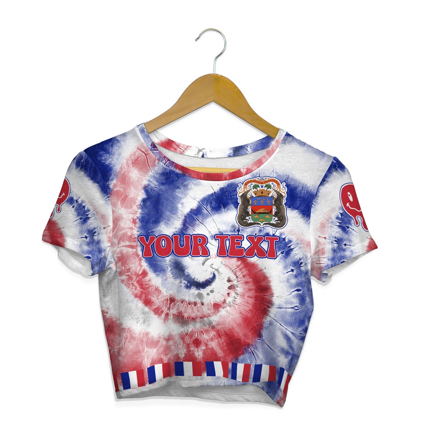 French Guiana Croptop T Shirt Custom Tie Dye Style 1