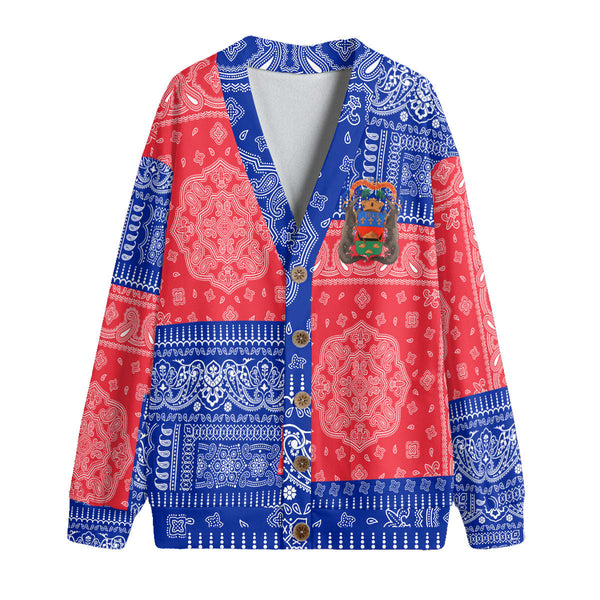 French Guiana Fleece Cardigan Flag And Paisley Basic Style 1