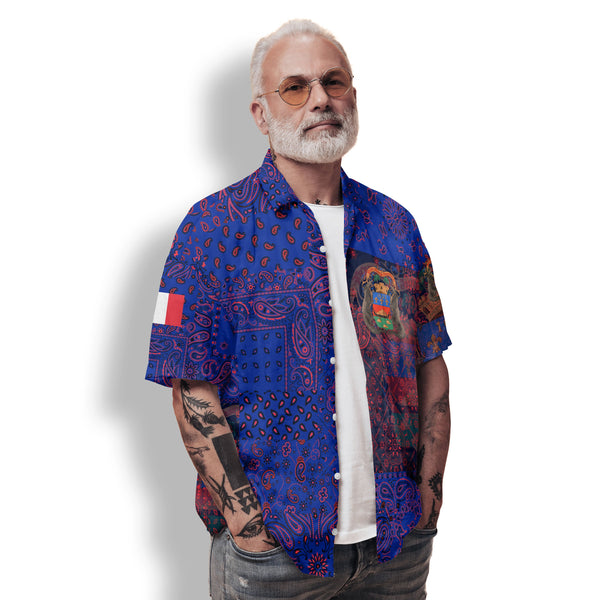 French Guiana Hawaiian Shirt Paisley Flag And Skull Style 2