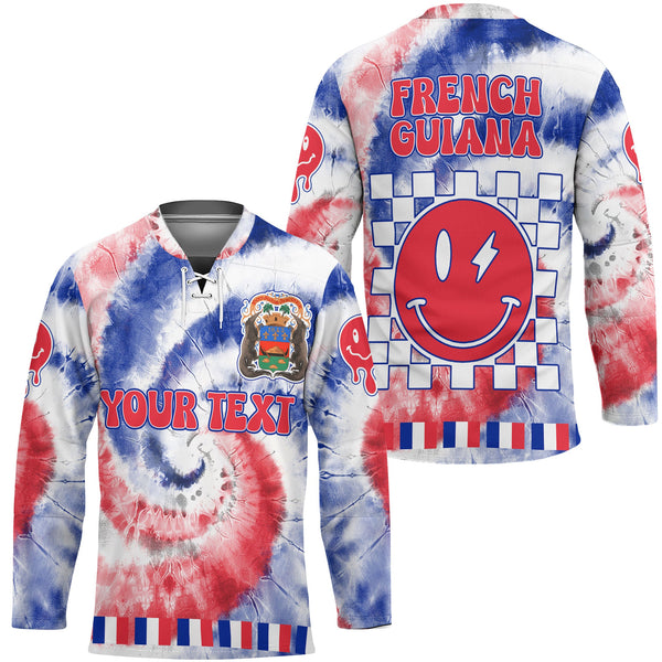 French Guiana Hockey Jersey Custom Tie Dye Style 1