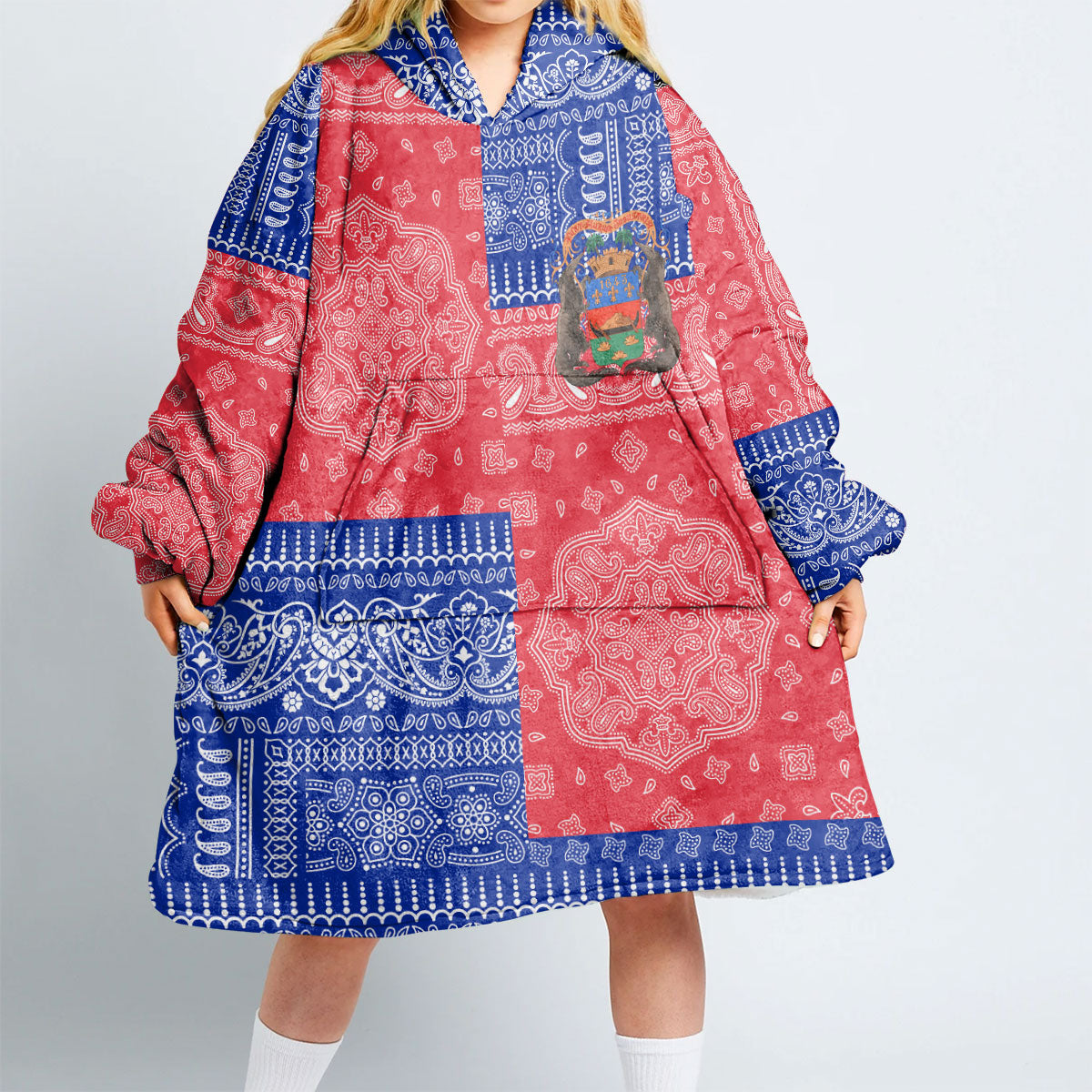 French Guiana Hoodie Blanket Flag And Paisley Basic Style 2