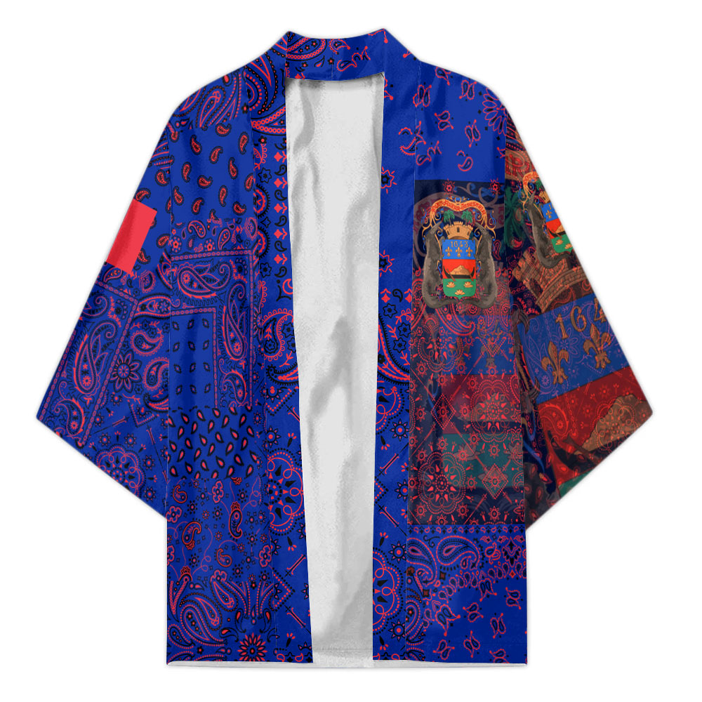 French Guiana Kimono Paisley Flag And Skull Style 1