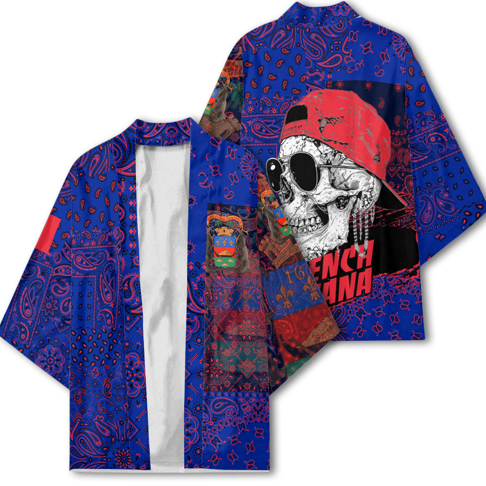 French Guiana Kimono Paisley Flag And Skull Style 2