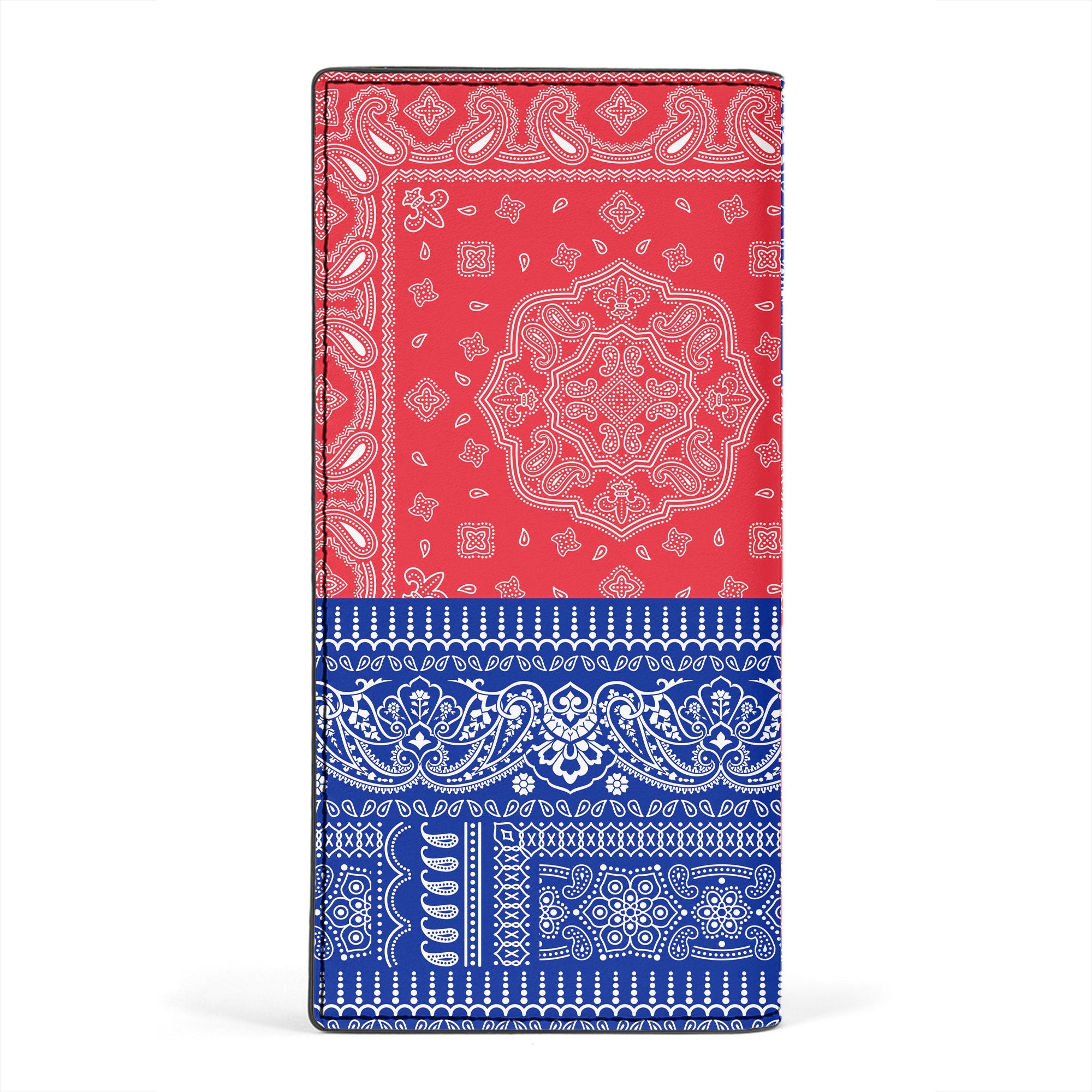 French Guiana Leather Wallet Flag And Paisley Basic Style 2