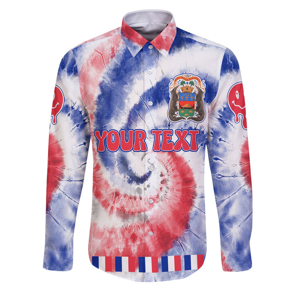 French Guiana Long Sleeve Button Shirt Custom Tie Dye Style 1