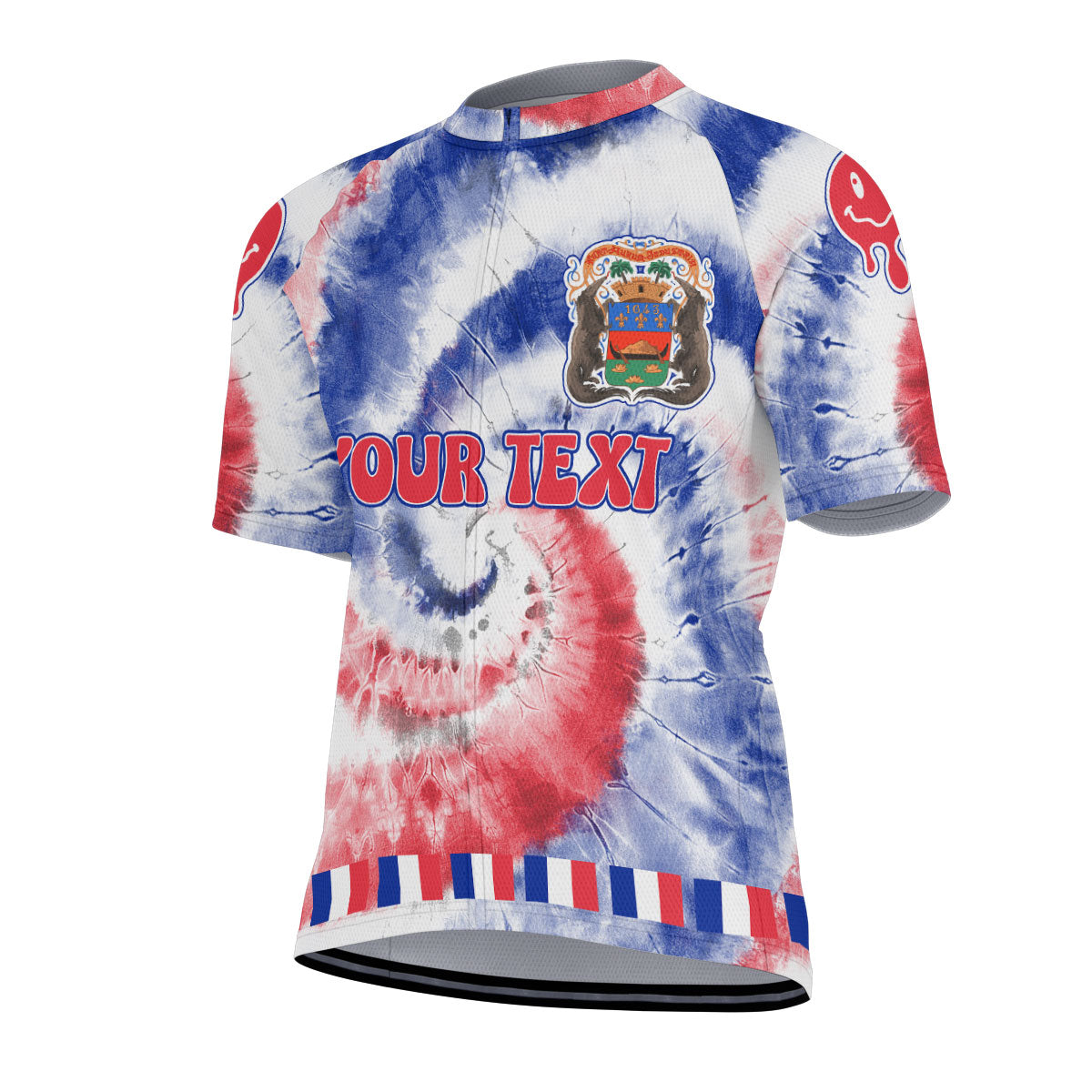 French Guiana Men Cycling Jersey Custom Tie Dye Style 2