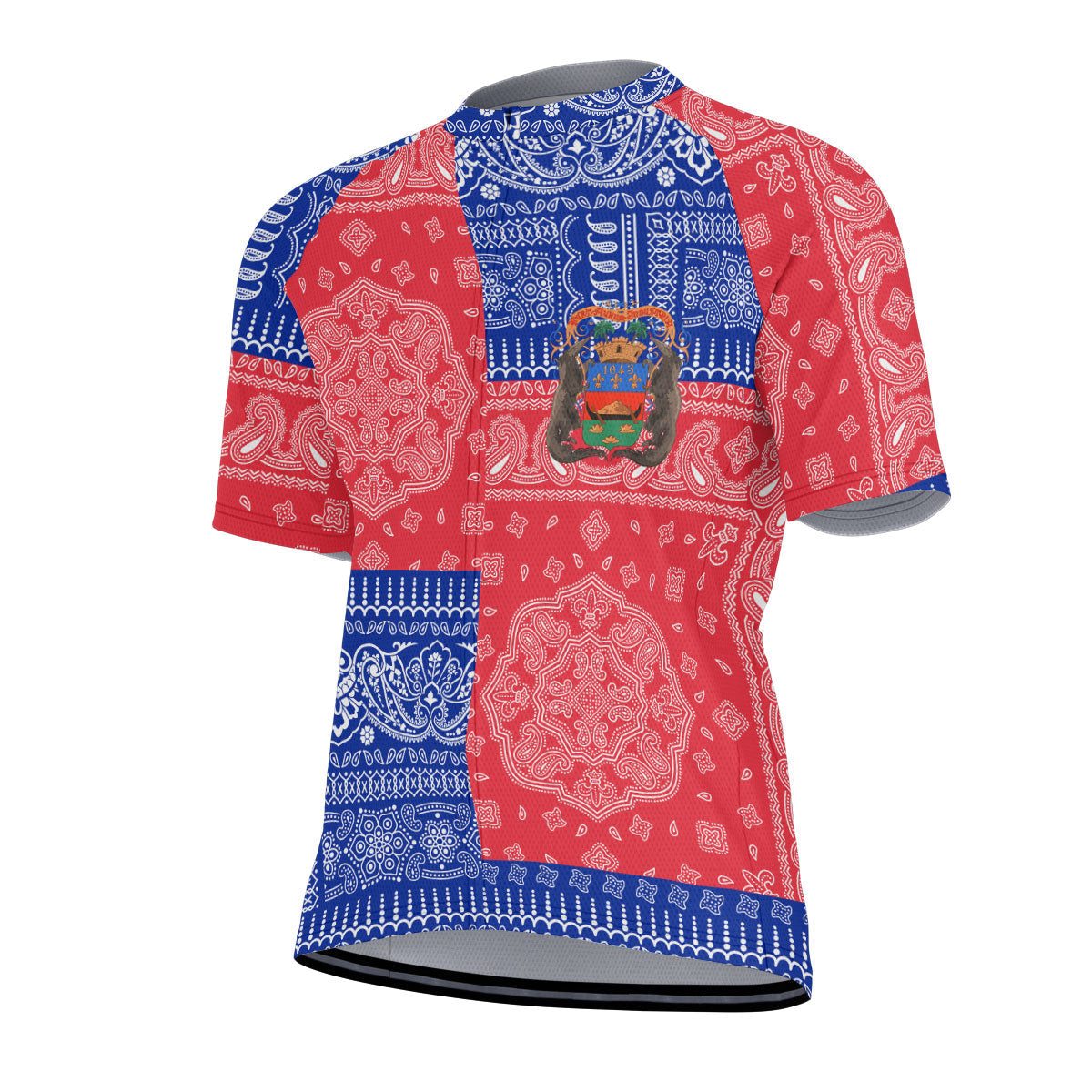 French Guiana Men Cycling Jersey Flag And Paisley Basic Style 2