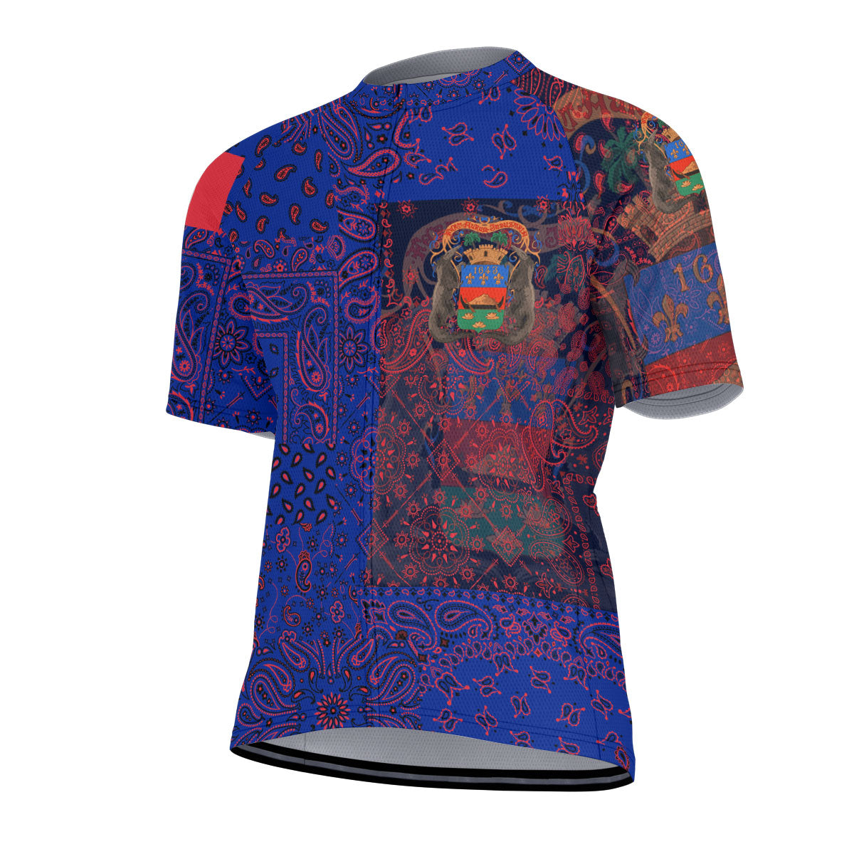 French Guiana Men Cycling Jersey Paisley Flag And Skull Style 2