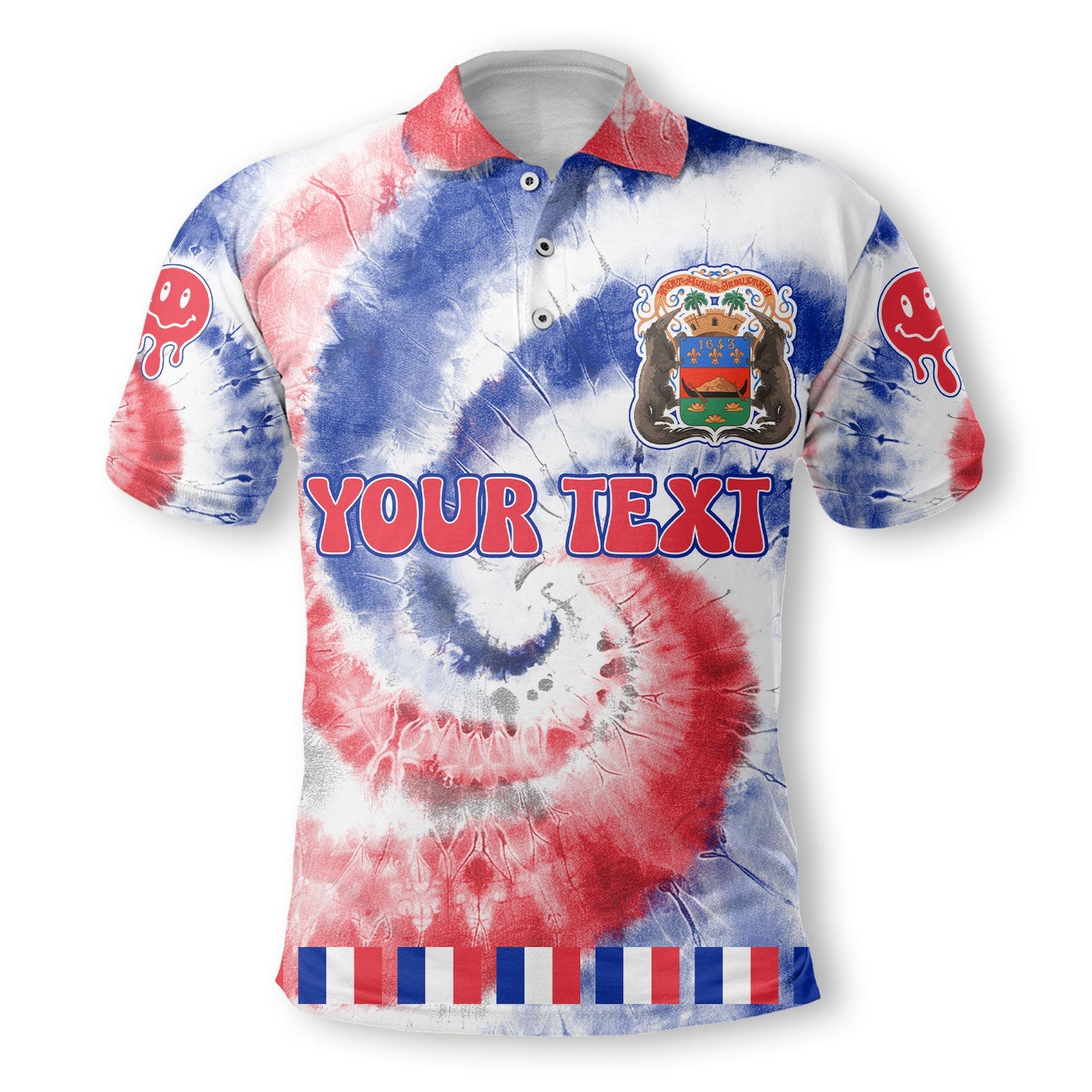 French Guiana Polo Shirt Custom Tie Dye Style 2