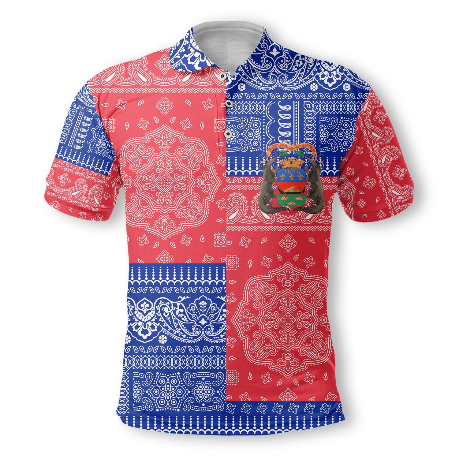 French Guiana Polo Shirt Flag And Paisley Basic Style 2