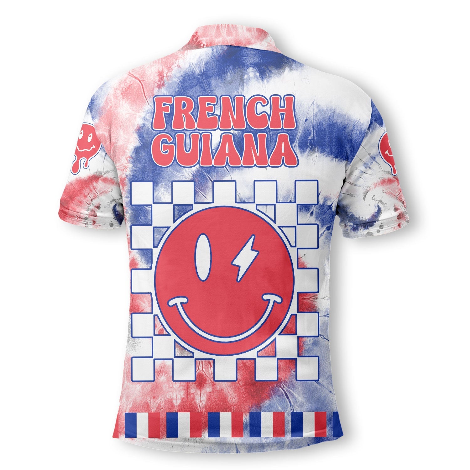 French Guiana Polo Shirt Custom Tie Dye Style 3