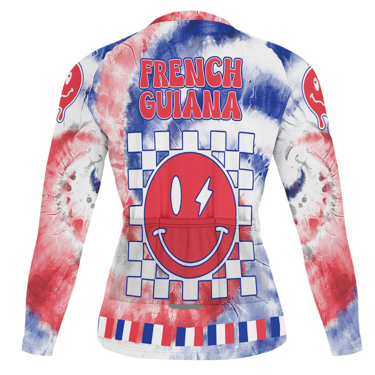 French Guiana Raglan Men Cycling Jersey Long Sleeve Custom Tie Dye Style 1