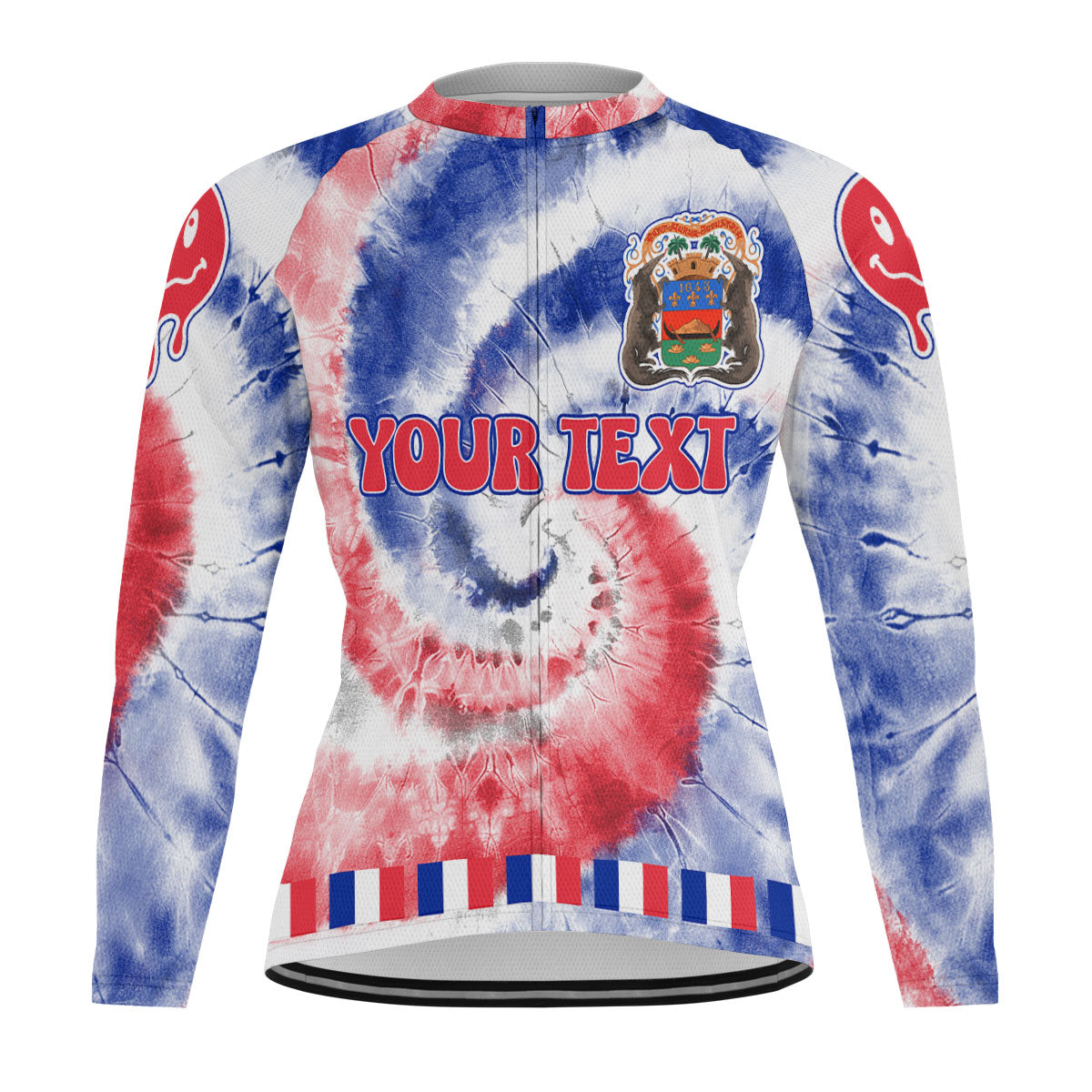 French Guiana Raglan Men Cycling Jersey Long Sleeve Custom Tie Dye Style 2