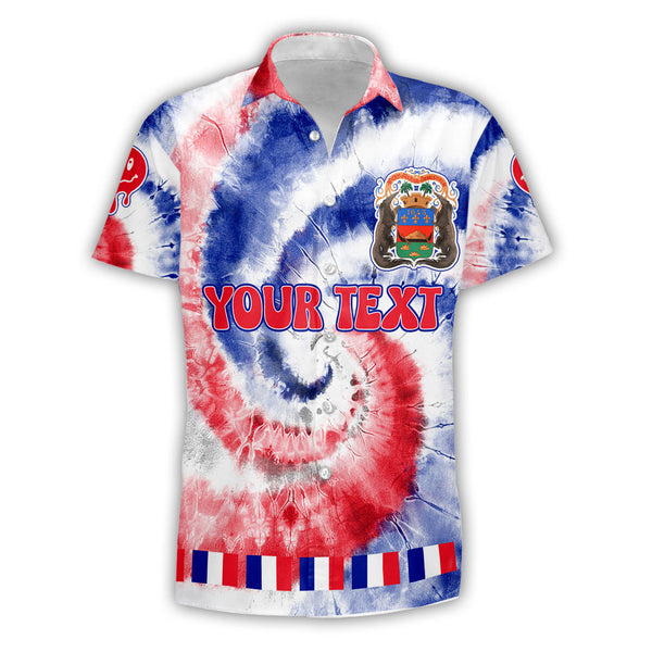 French Guiana Short Sleeve Shirt Custom Tie Dye Style 1