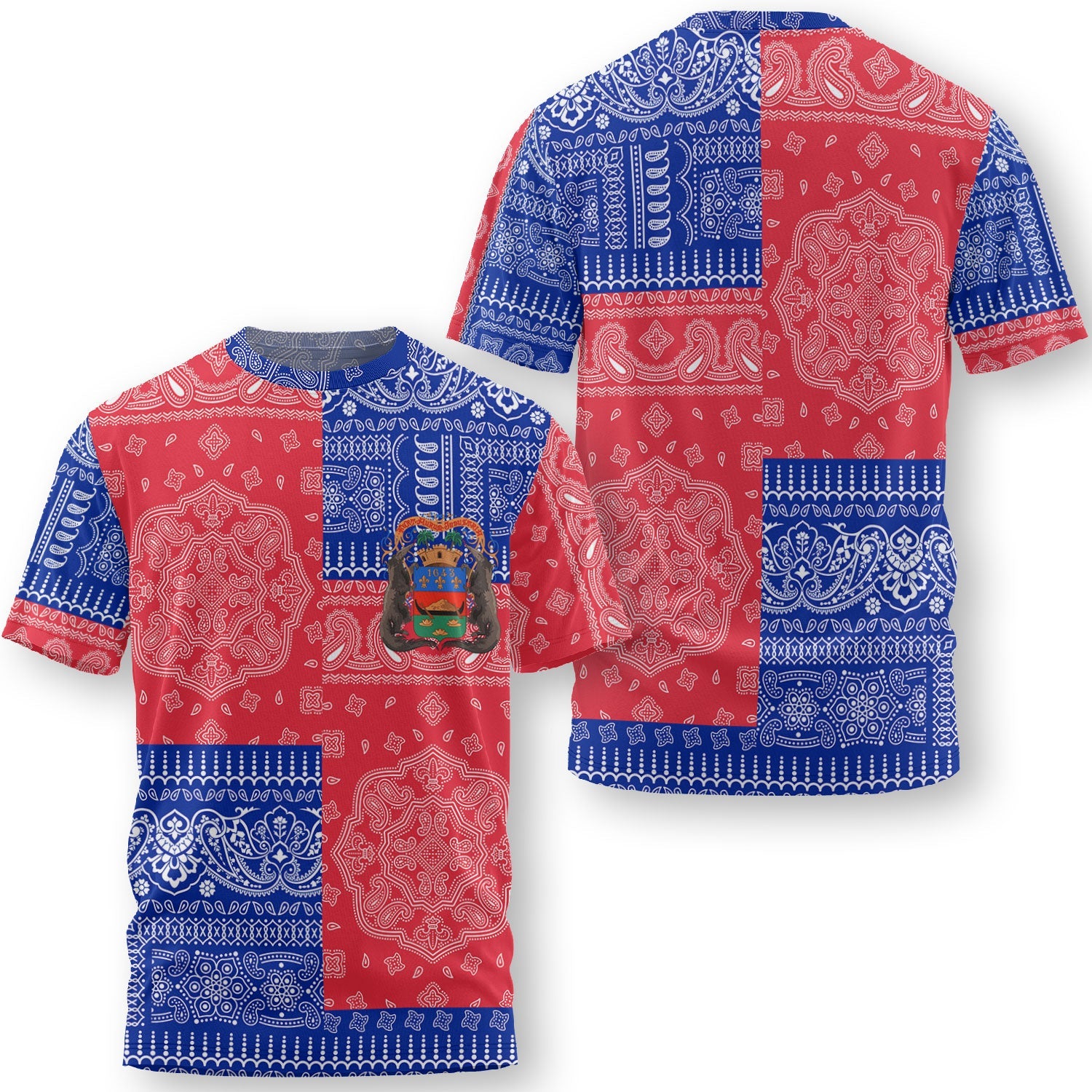 French Guiana T Shirt Flag And Paisley Basic Style 1